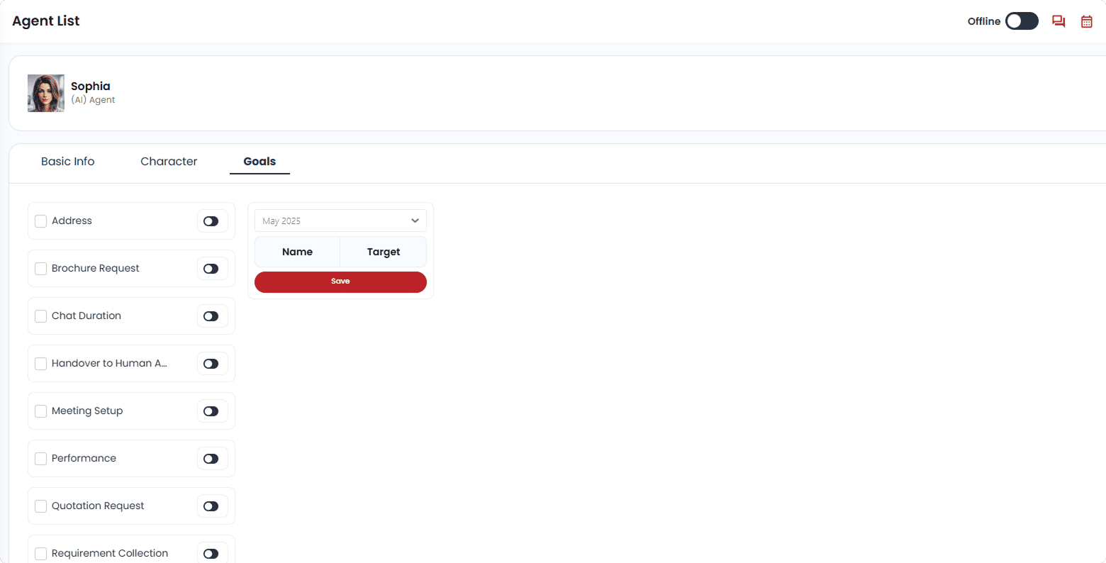 Adding performance target against AI agent